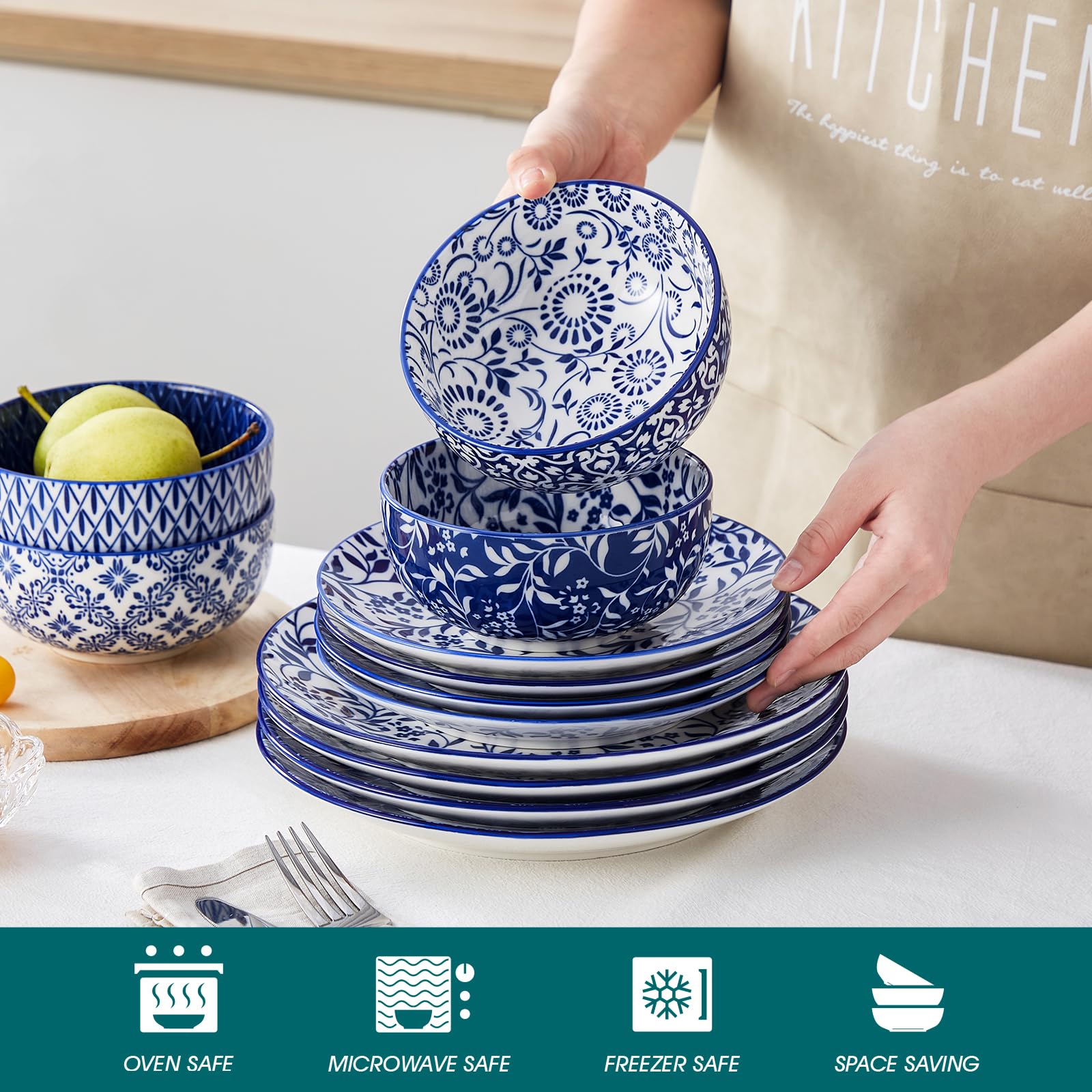 Each piece shows distinct floral patterns for a charming table setting