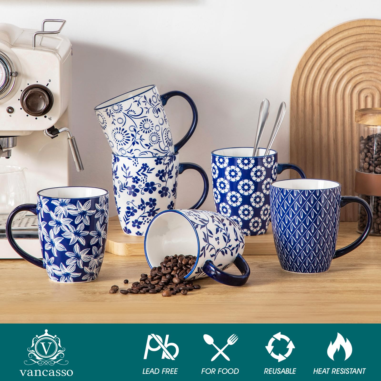 Vancasso Selene ergonomic handle mug with comfortable grip for hot beverages.