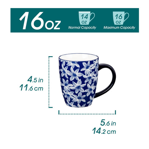 Vancasso Selene side profile mugs with floral blue design for tea time.