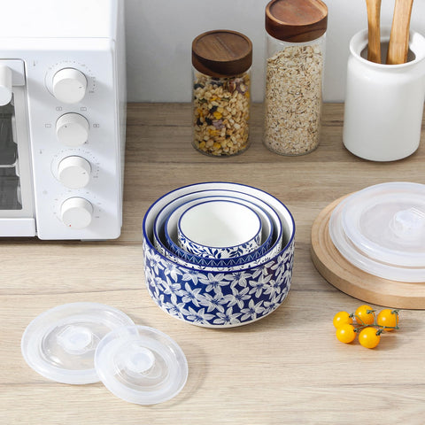 Vancasso Selene nesting bowls stacked neatly to save cabinet space.