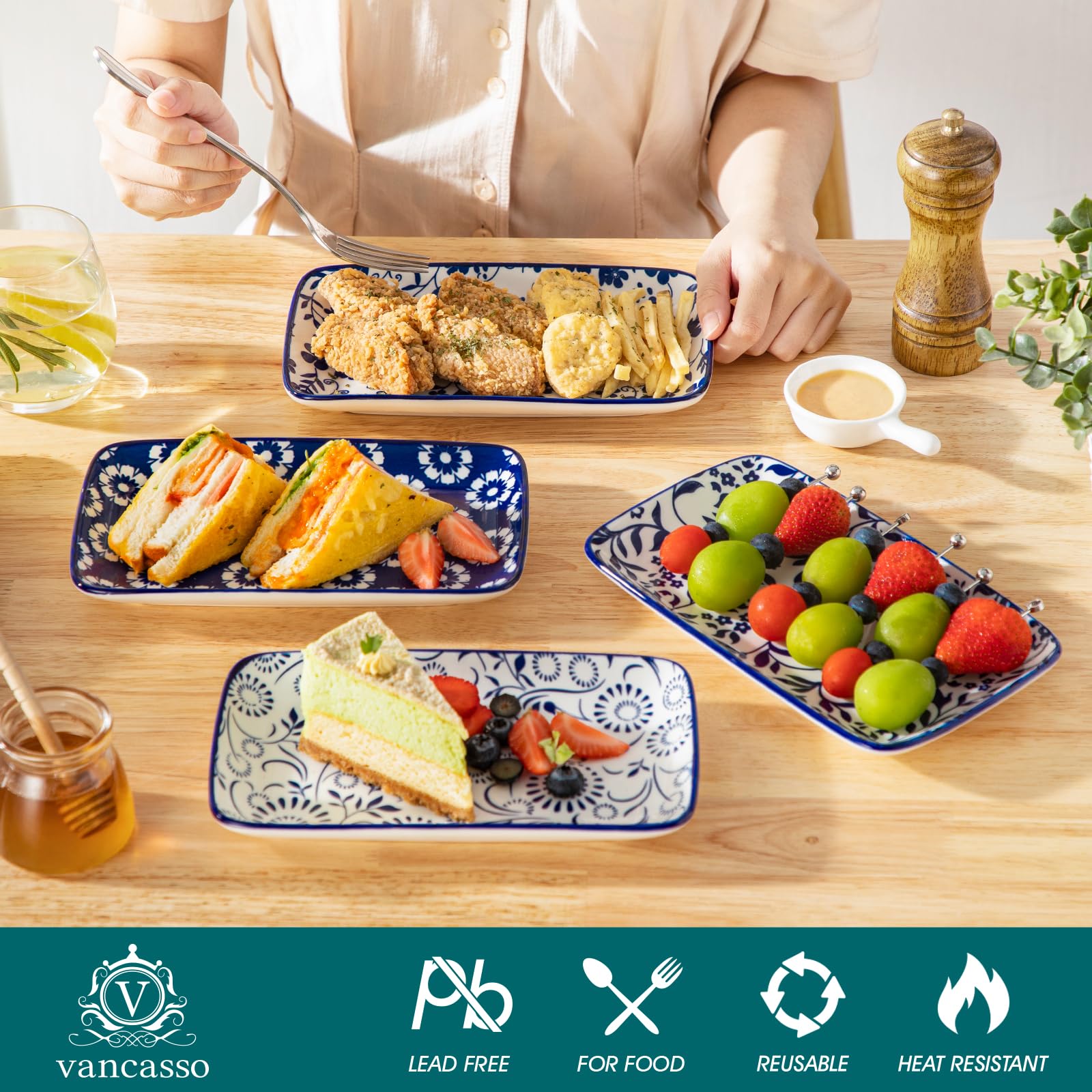 Table setting with Selene plates for appetizers and desserts