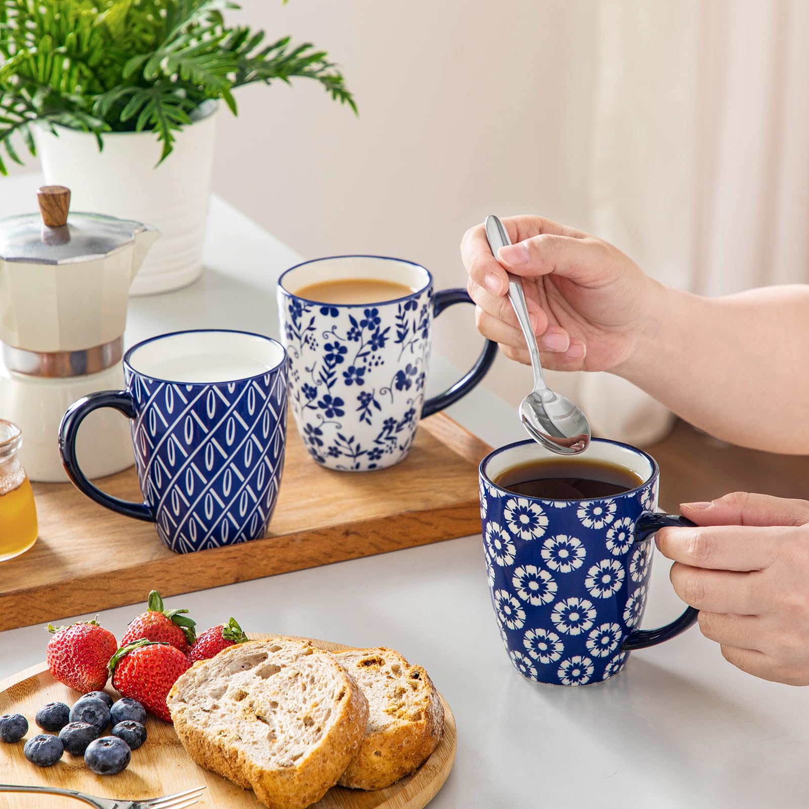 Vancasso Selene 6-pack ceramic mugs built for durability