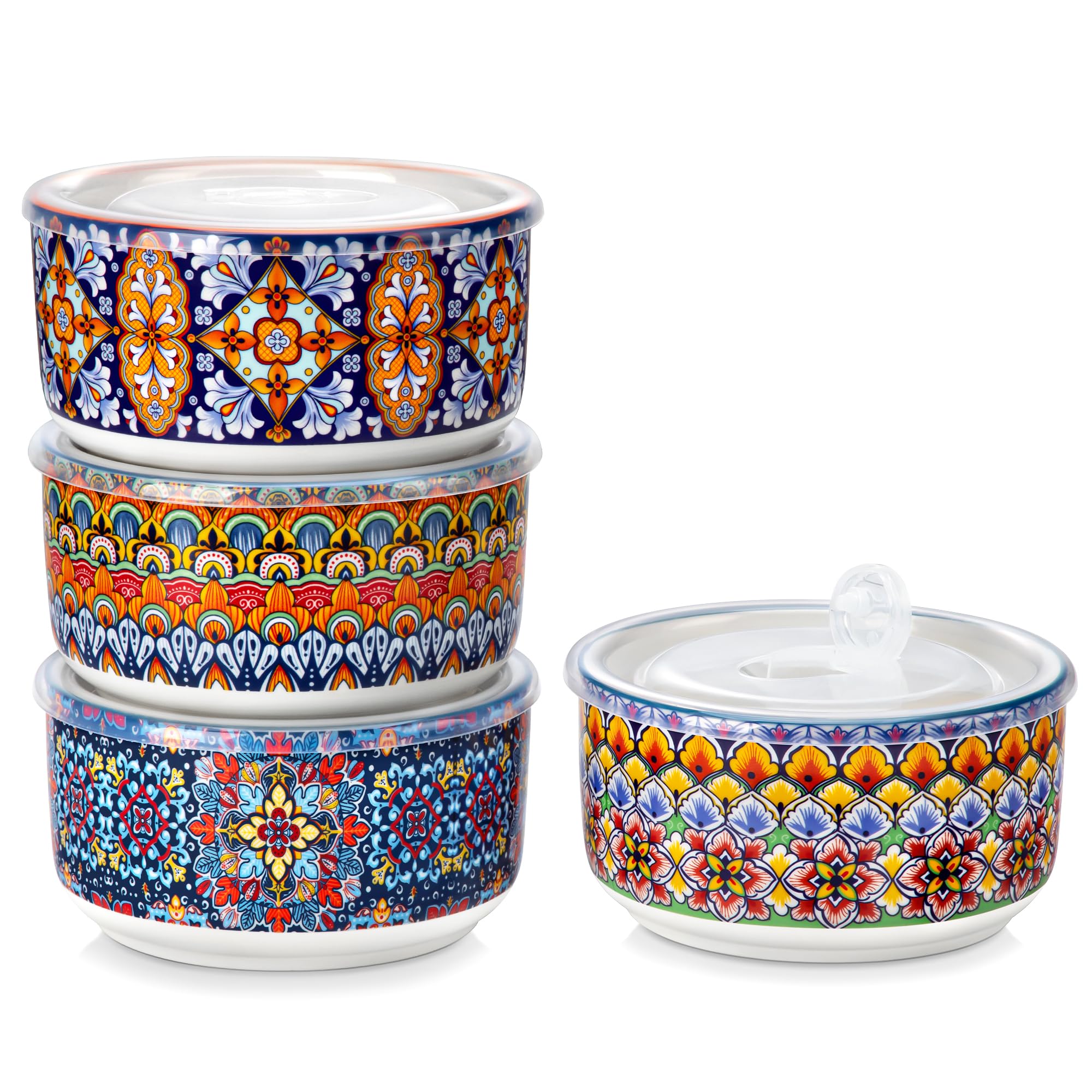 Vancasso SIMI 36oz ceramic bowls with lids for organized meal prep