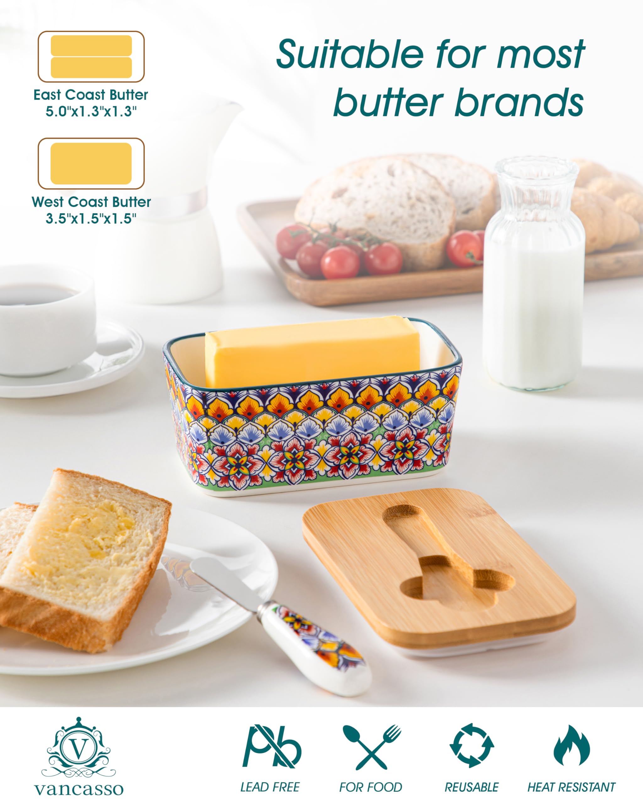 Vancasso SIMI butter dish in 6.5 inch size fits standard sticks.