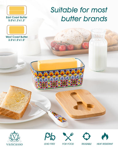 Vancasso SIMI butter dish in 6.5 inch size fits standard sticks.