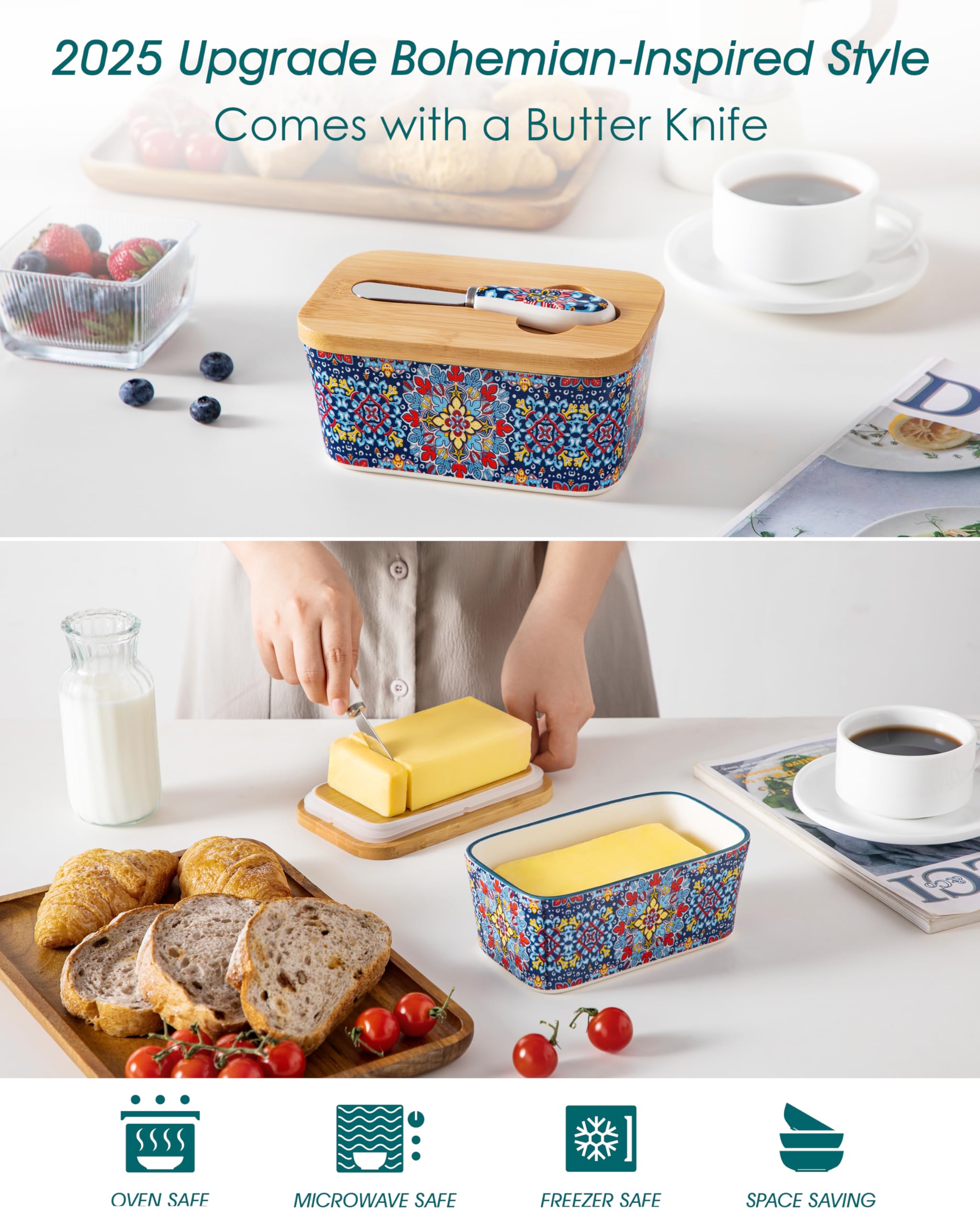 Vancasso SIMI bohemian Twilight Bloom pattern adds vibrant color to kitchen