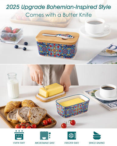 Vancasso SIMI bohemian Twilight Bloom pattern adds vibrant color to kitchen