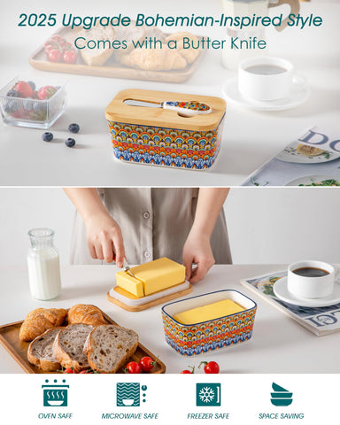 Vancasso SIMI butter dish 6.5-inch fits standard sticks for daily use.