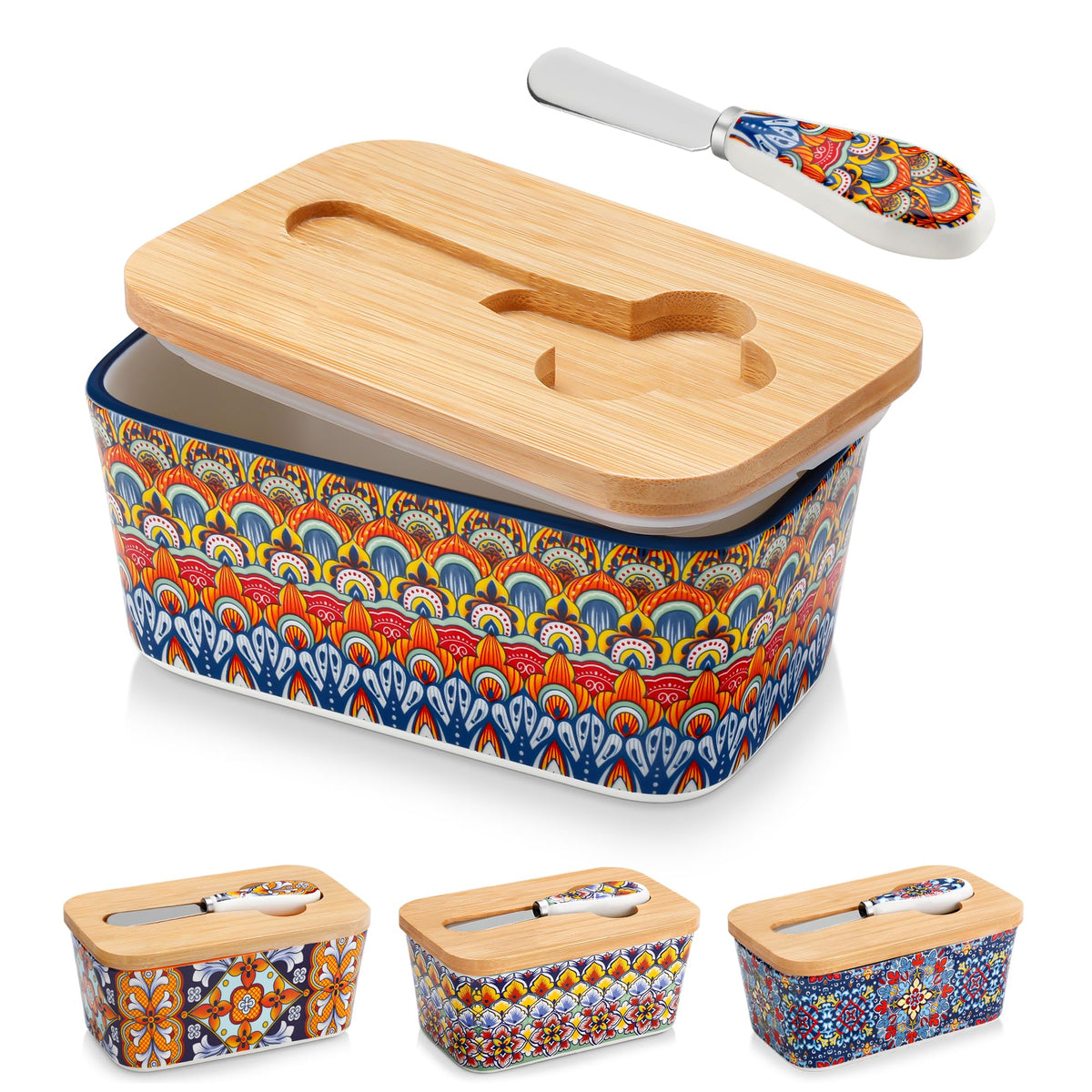 Vancasso SIMI butter dish with lid on display, keeps butter fresh on countertops.