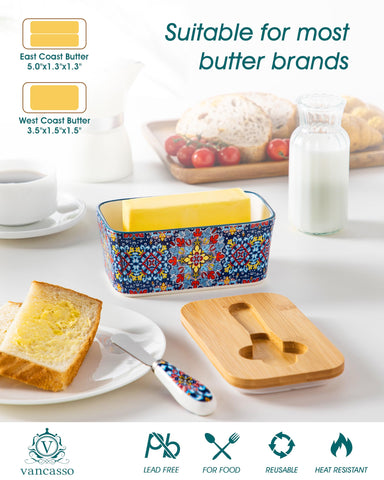 Vancasso SIMI 6.5-inch butter dish fits standard sticks