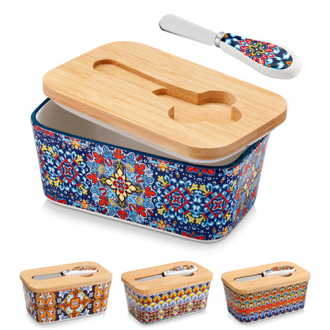 Vancasso SIMI butter dish with lid features a glossy glaze for elegant countertop storage