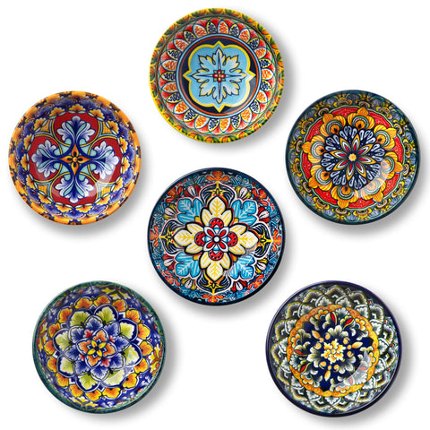 Vancasso SIMI six-piece ceramic dipping bowls set with Bohemian designs for sauces.