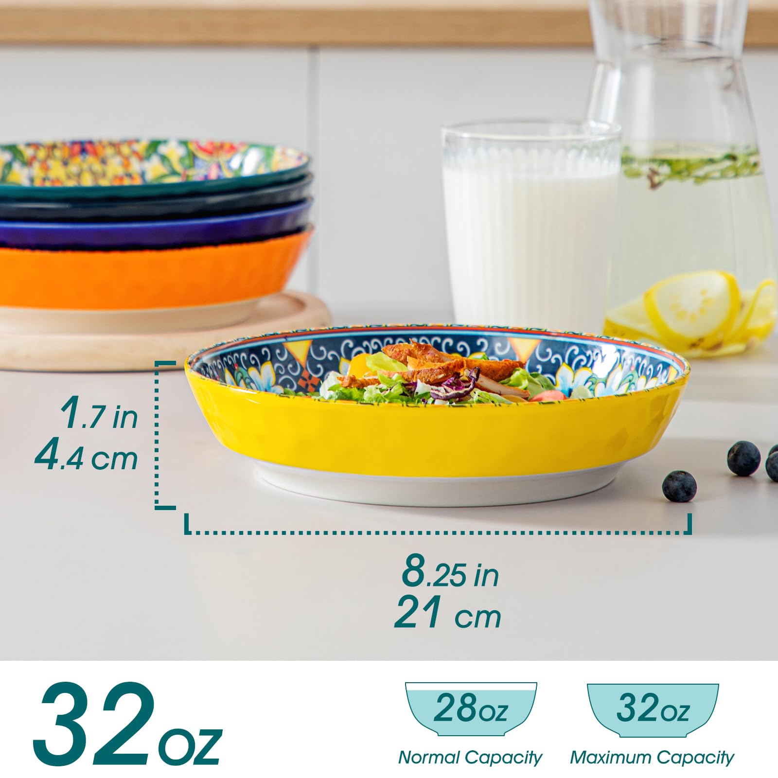 Vancasso Simi colorful salad bowls showcasing lively patterns for festive table settings.