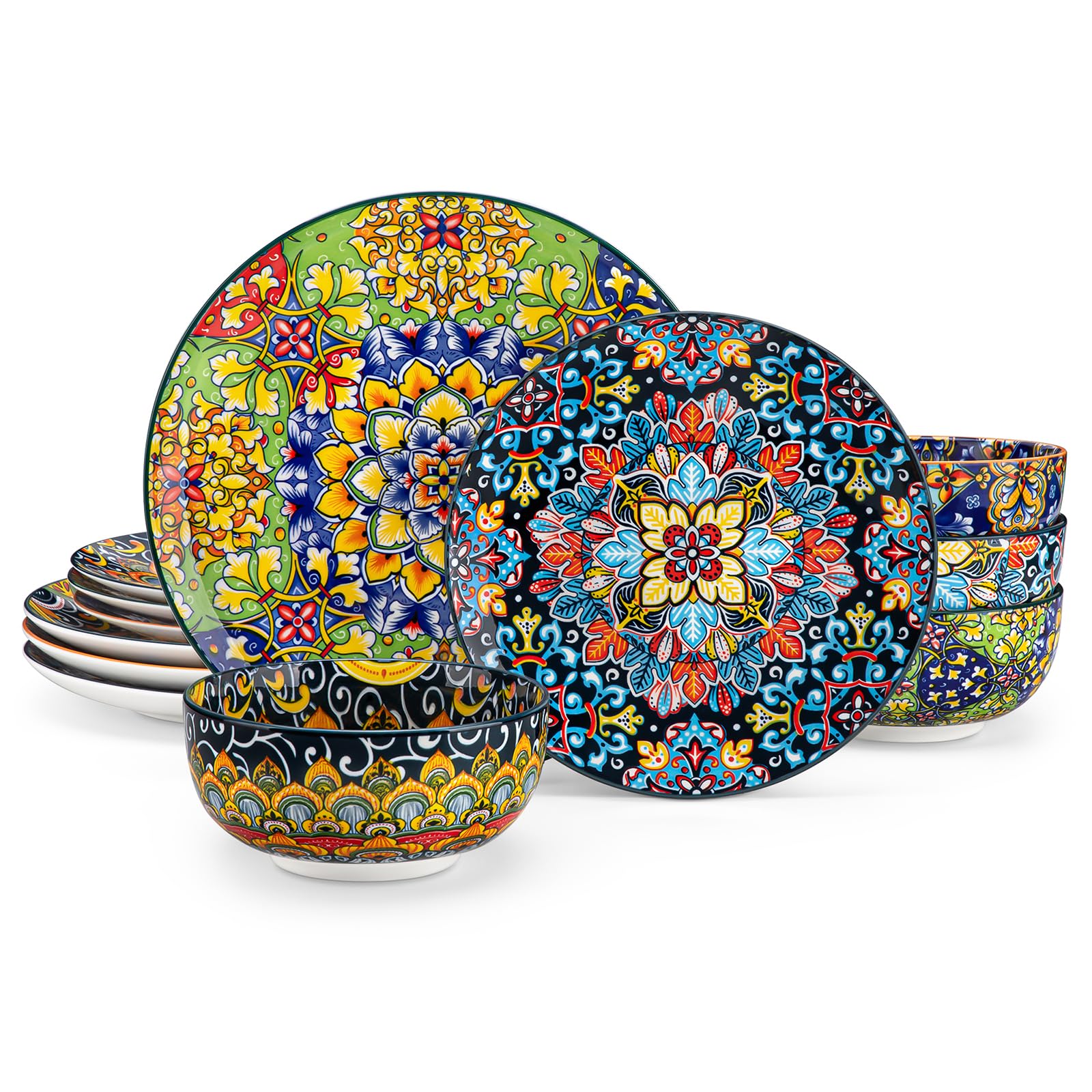 vancasso SIMI dinner plates in bright Bohemian patterns for stylish daily meals
