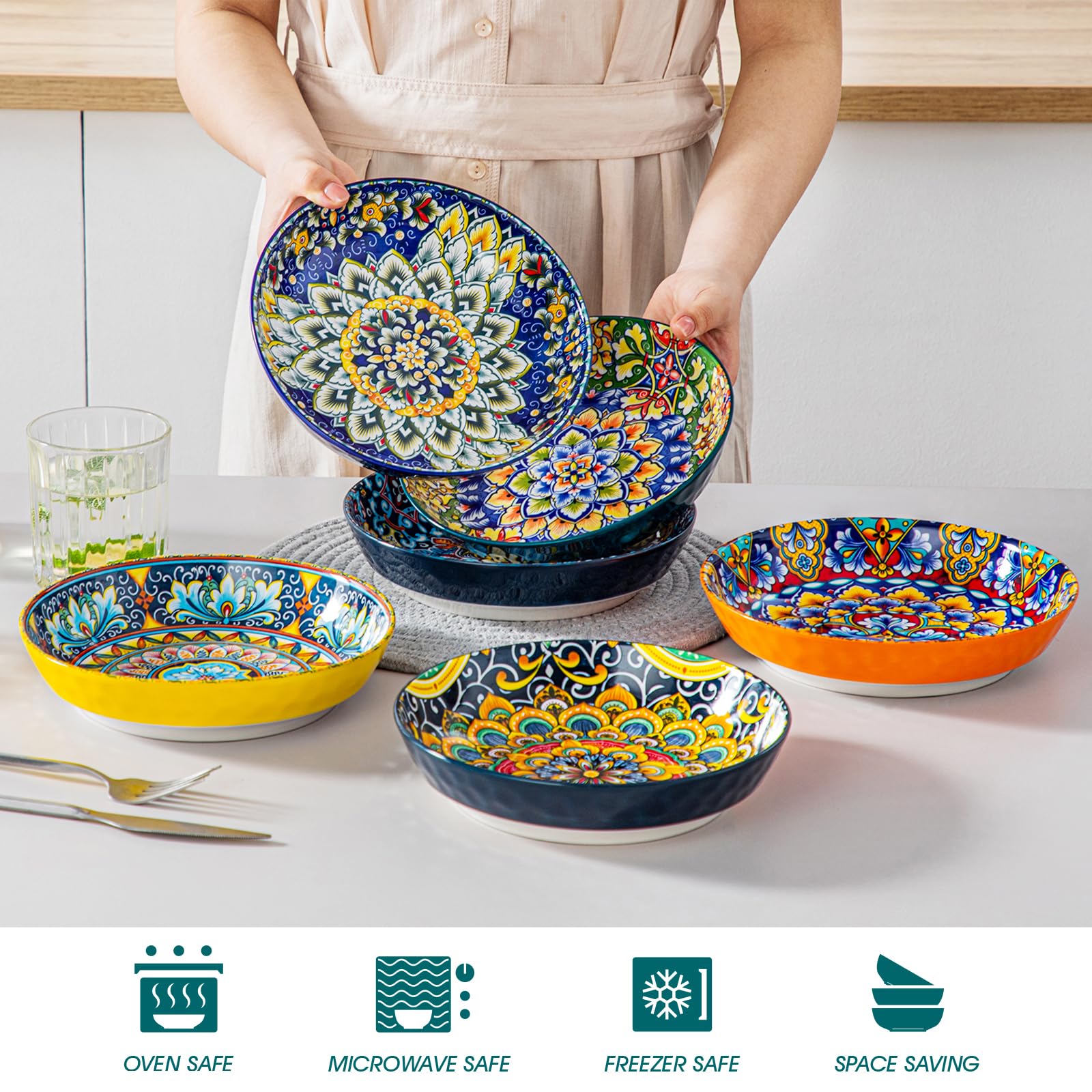 Vancasso Simi glazed ceramic bowls highlighting durability and a glossy finish.