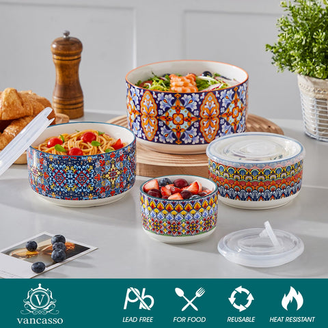 Vancasso SIMI 20oz bowl with lid, ideal for mid-size prep