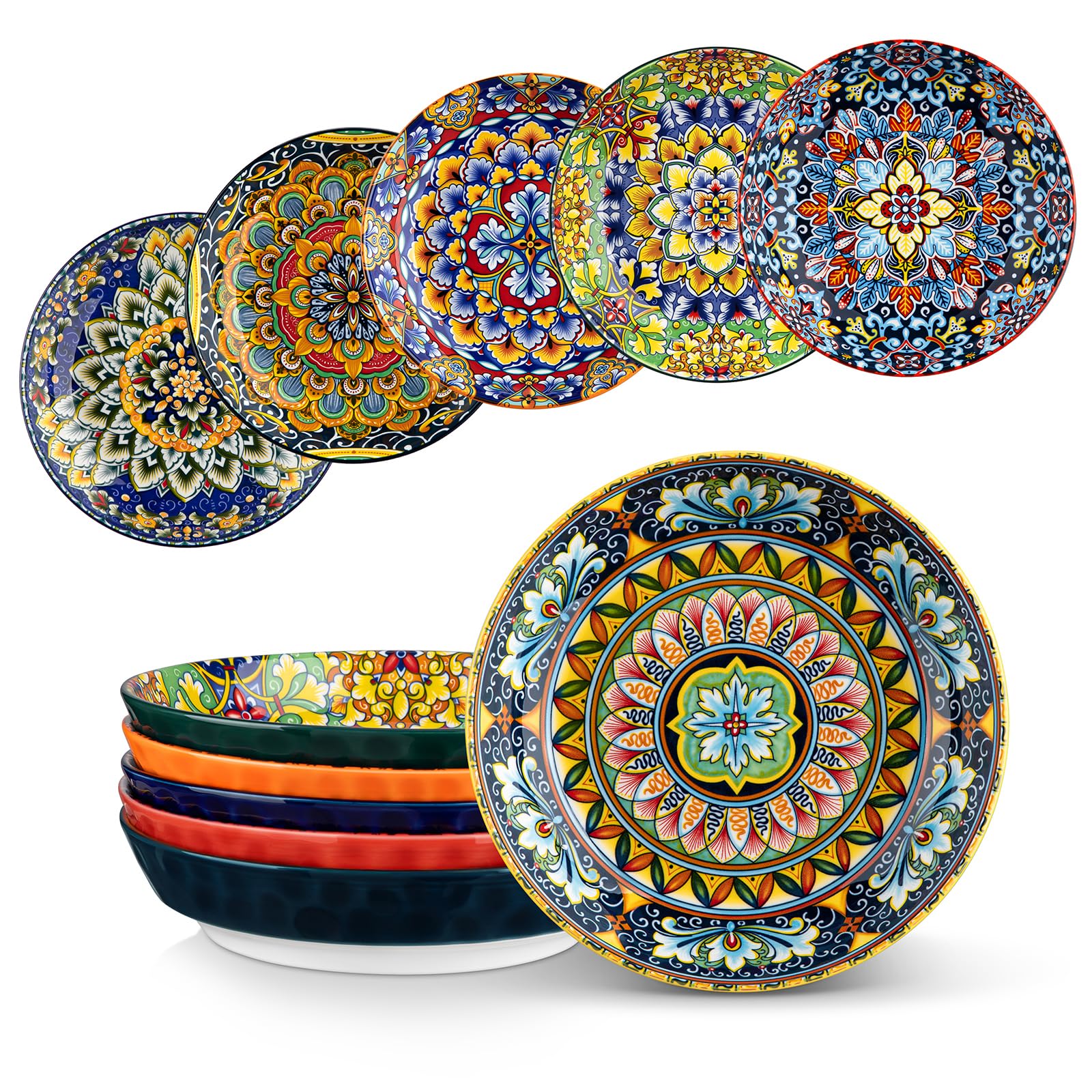 Vancasso Simi pasta bowls 6-set with bold glaze, ideal for hearty servings at home.