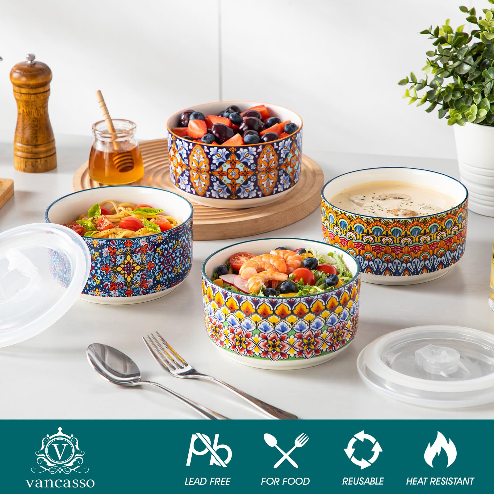 Vancasso SIMI premium porcelain bowls resist stains and odors