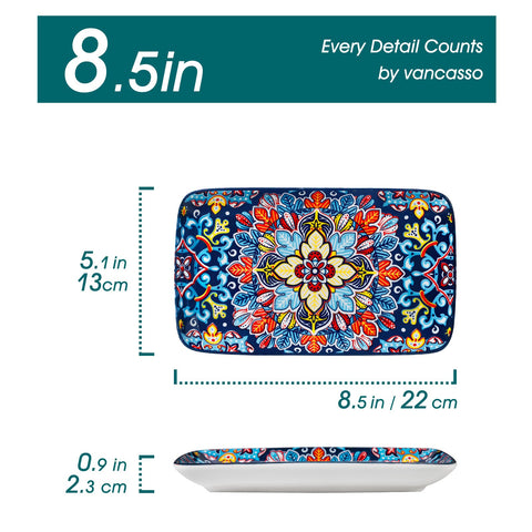 Vancasso Simi rectangular dessert plate with depth, perfect for cake and small bites.