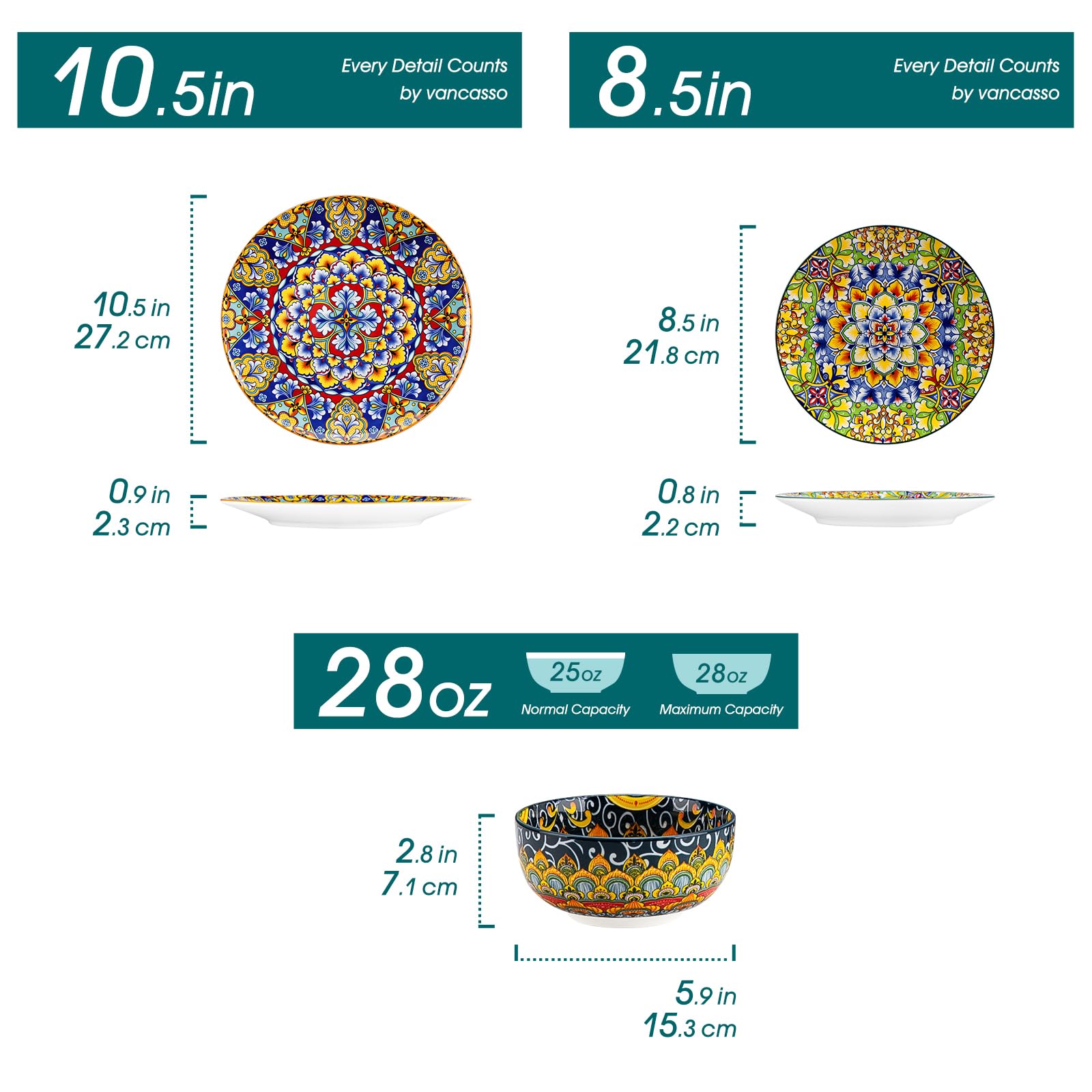 vancasso SIMI salad plates with bold colors for a lively table presentation