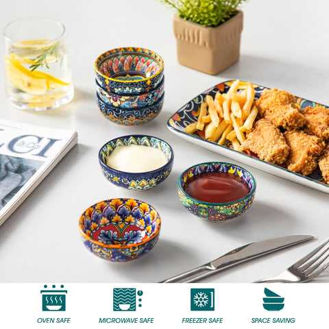 Tabletop display of SIMI bowls adds colorful flair for entertaining.