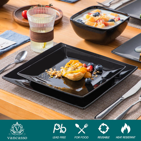 Vancasso Soho square dessert plate top view, chic presentation for desserts.