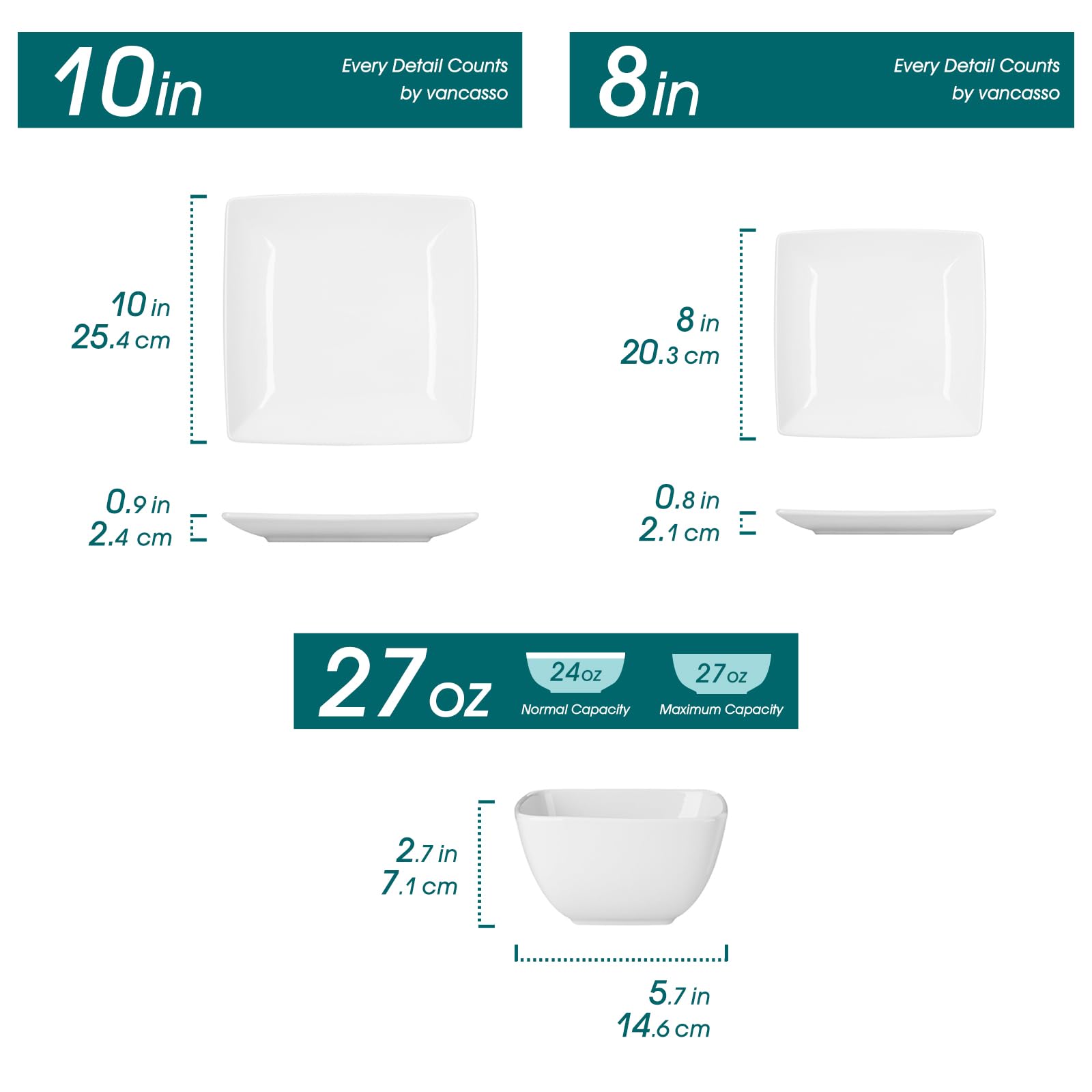 Vancasso Soho square dessert plate close-up ideal for elegant dessert presentation