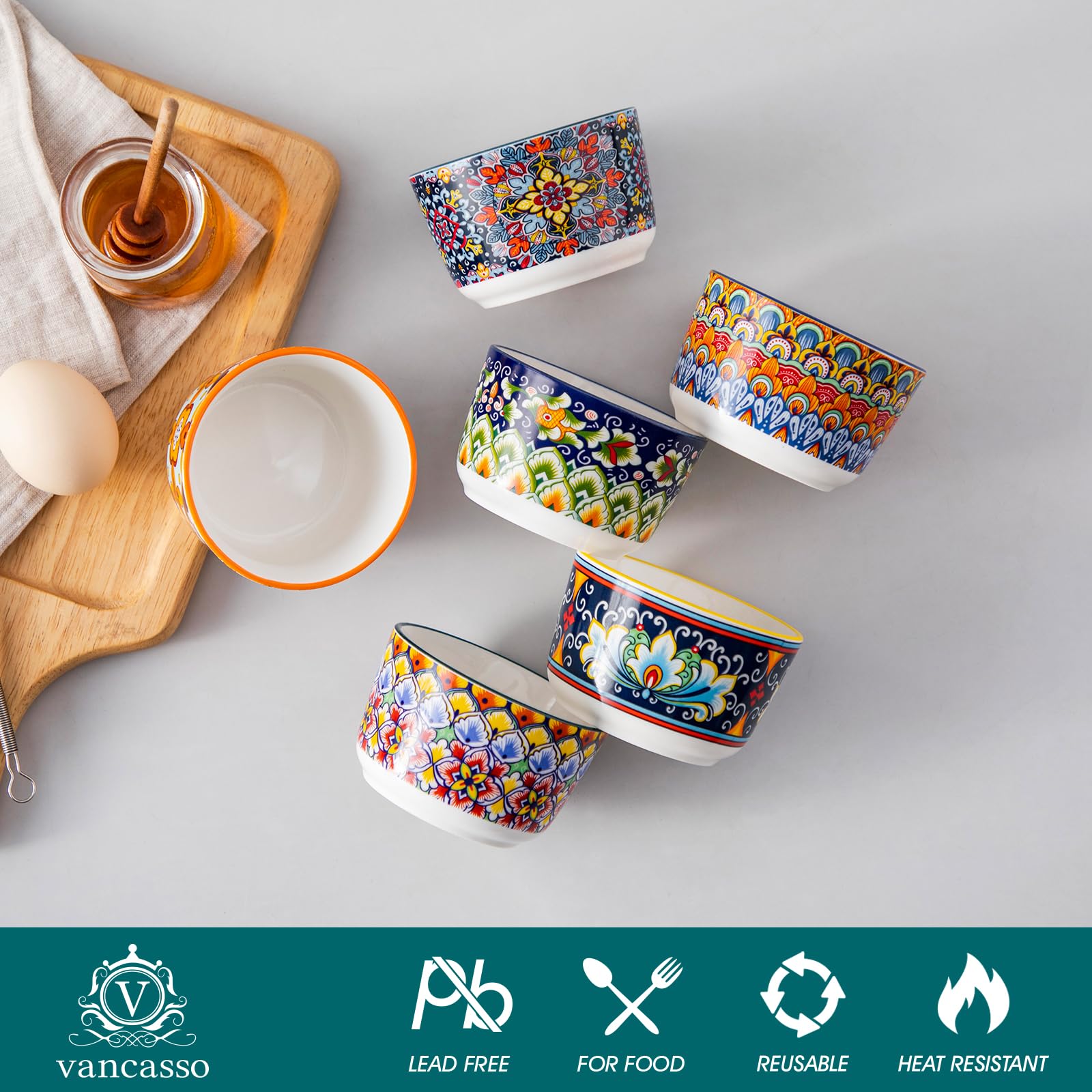 Vancasso soufflé porcelain dishes for elegant desserts.