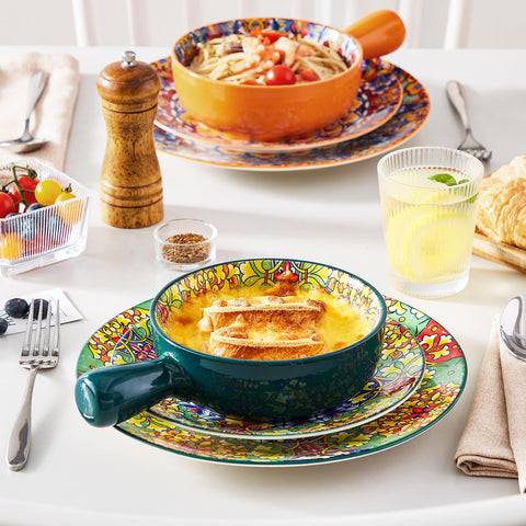 Vancasso comfort grip handles simplify carrying hot servings.