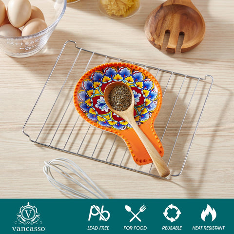 Vancasso spoon rest on stove-top display for easy utensil access