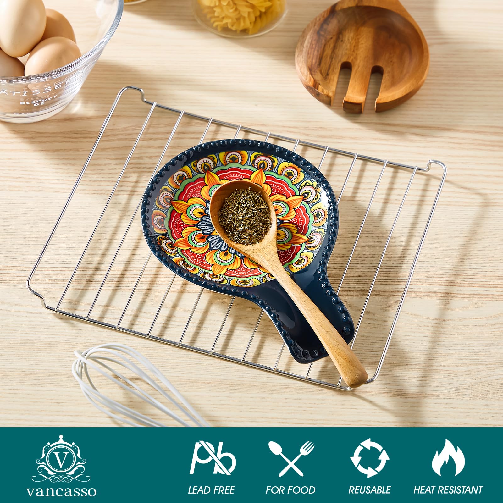 Vancasso 7.7-inch spoon rest near stove top ready for utensils