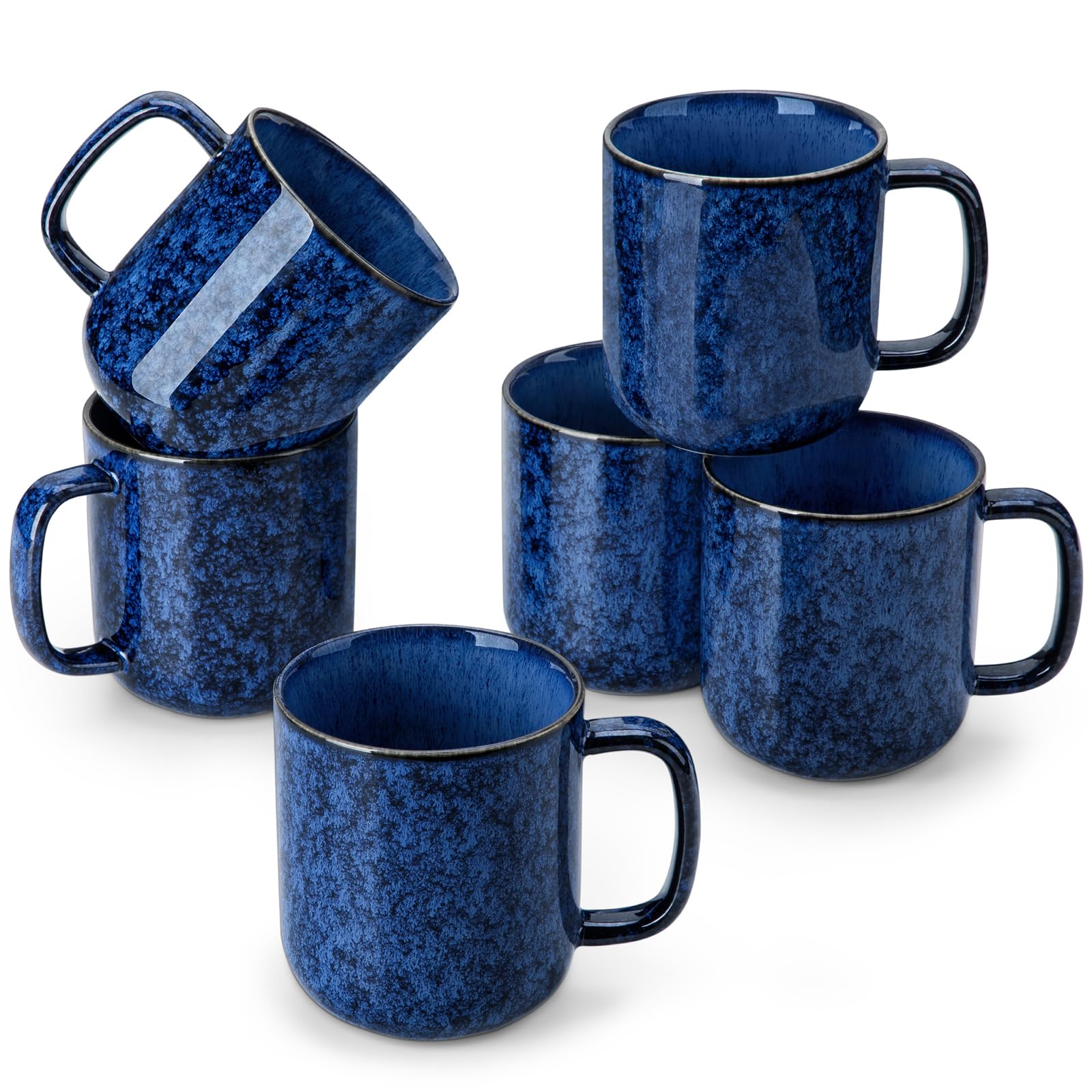 Vancasso STARRY blue coffee mug 6-pack—durable stoneware for everyday coffee.