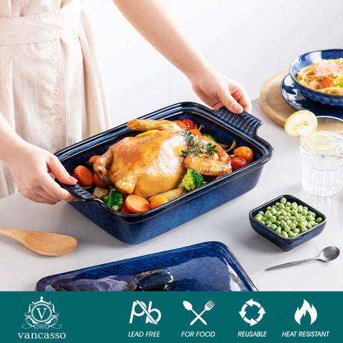 Vancasso Starry lidded bake dish preserving moisture and aroma