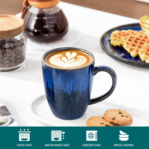 Vancasso STARRY mug shows microwave-safe feature for quick reheats.