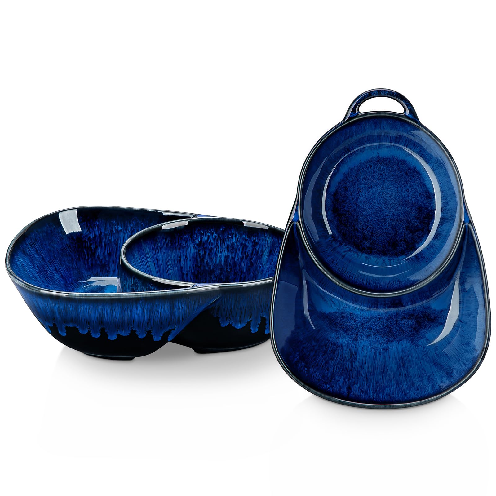 Vancasso Starry chip and dip bowl blue 2-pack ideal for snack platters and dipping.