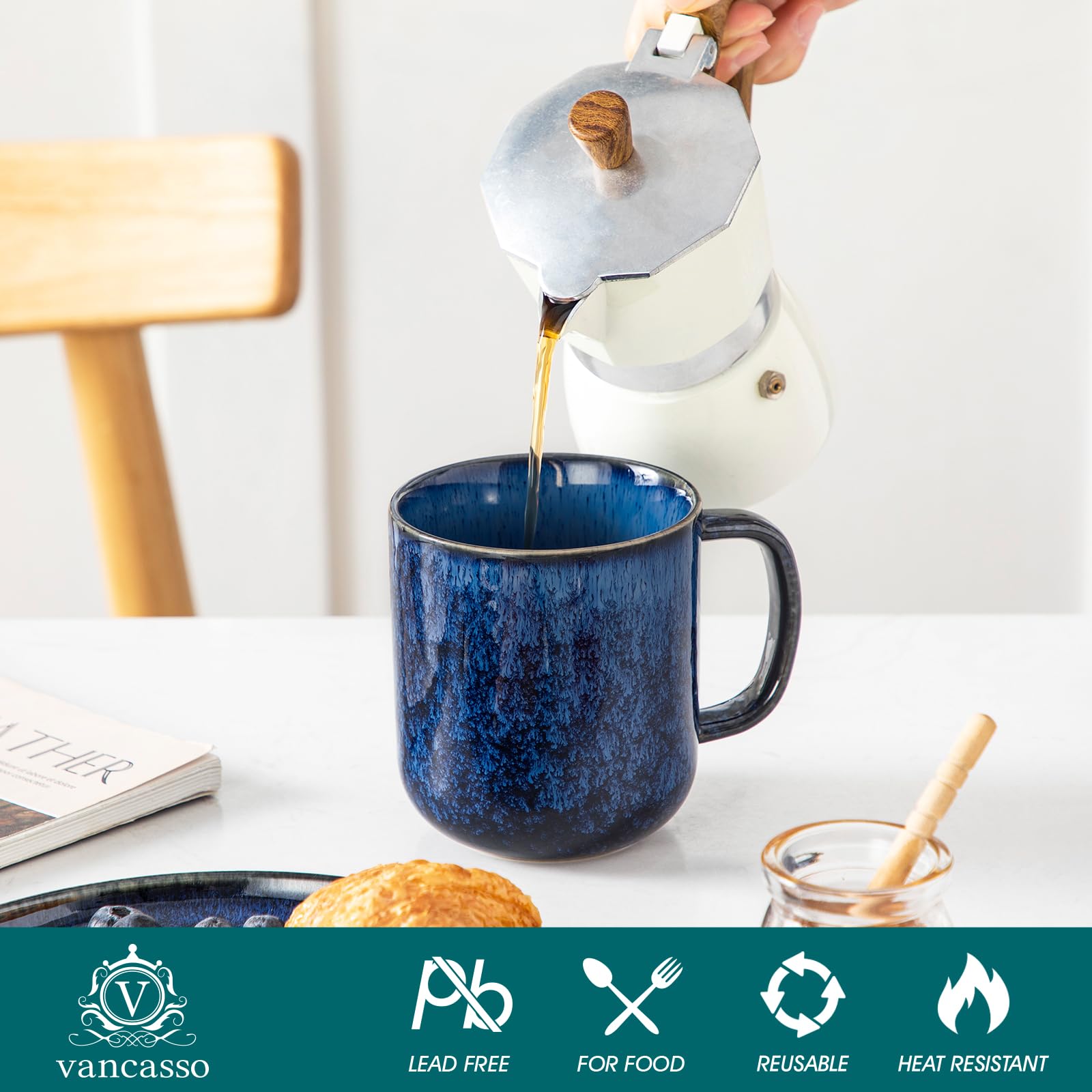 Vancasso STARRY microwave-safe mug—reheat beverages quickly and safely.