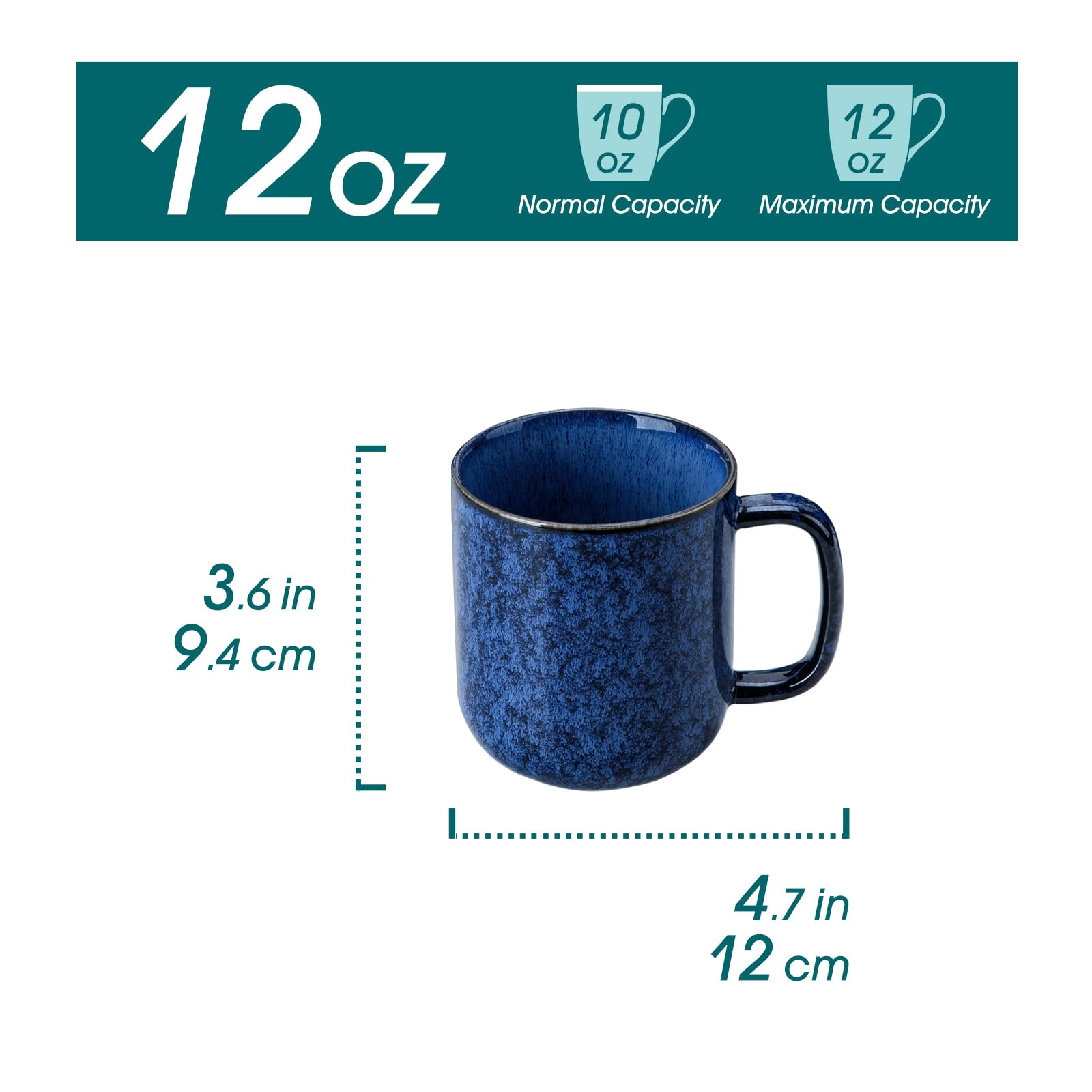Vancasso STARRY 12oz mug in blue, ideal for latte mornings.