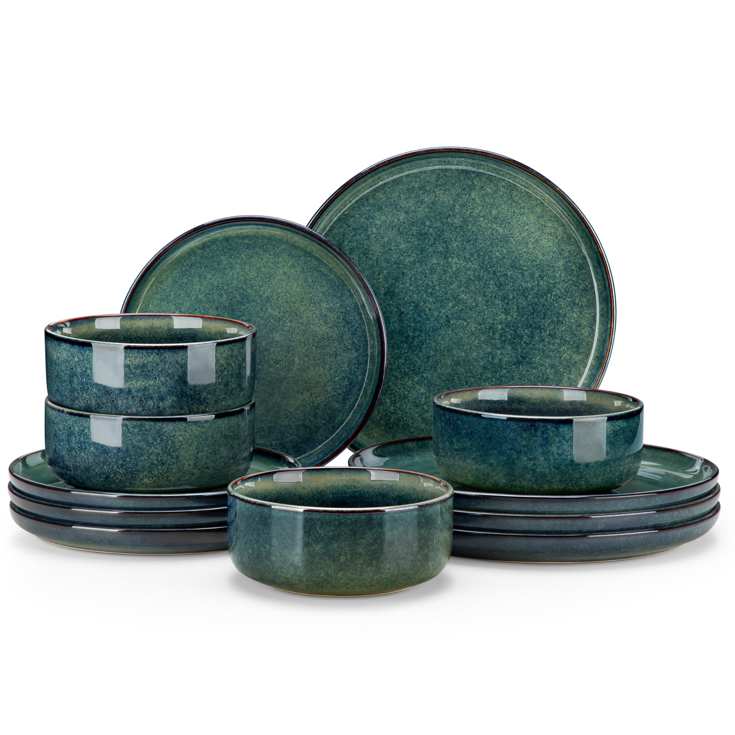 Vancasso Starry dinner plate with green reactive glaze for stylish everyday meals