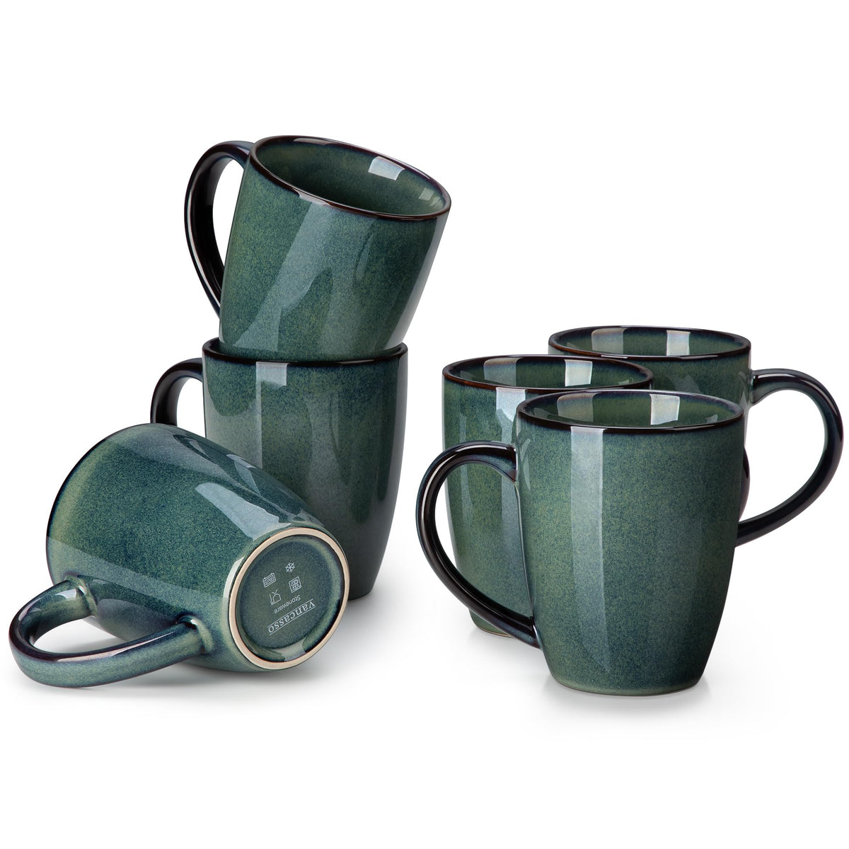 Vancasso Starry green mug set, 16oz capacity, ideal for coffee and tea.