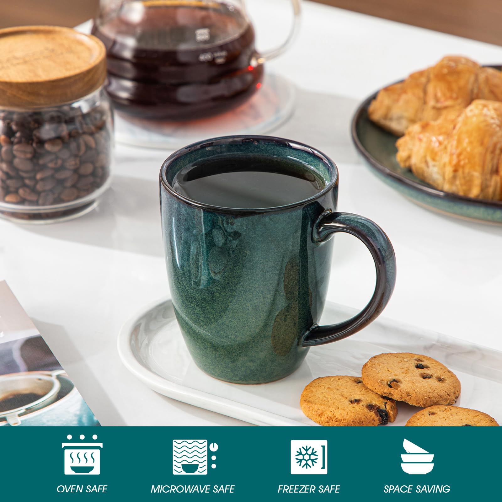 Vancasso Starry mug microwave and dishwasher safe for easy use.