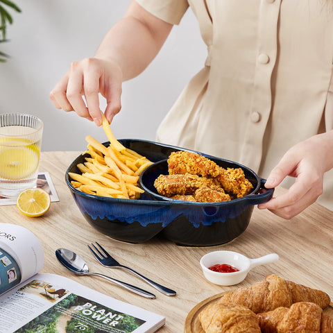 Vancasso Starry microwave-safe ceramic blue with sturdy base.