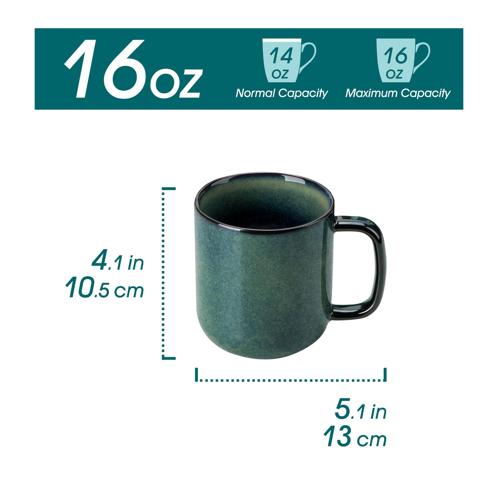 Vancasso Starry mug green glaze close-up showing unique pattern for enjoying hot beverages.