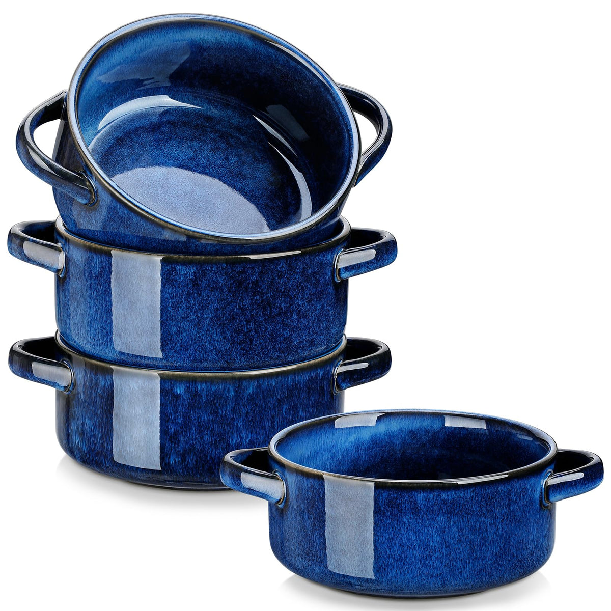 Vancasso Starry Soup Bowls with blue glaze, 30 oz, ideal for elegant servings.