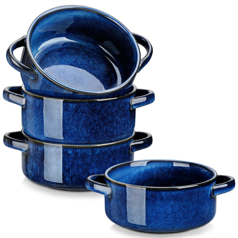 Vancasso Starry Soup Bowls with blue glaze, 30 oz, ideal for elegant servings.