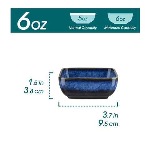 Vancasso Stern dipping bowls starry finish highlights blue to black glaze for elegant presentation.