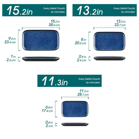 Vancasso Stern 13-inch platter in blue glaze ideal for appetizers