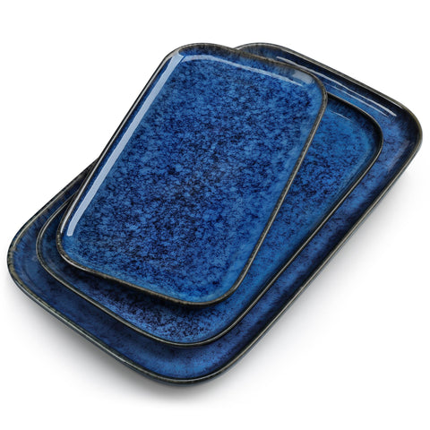 Vancasso Stern 15-inch platter with blue reactive glaze for stylish entertaining