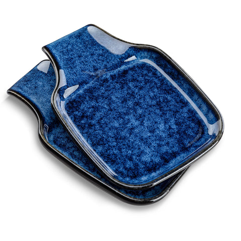 Vancasso Stern spoon rest, square blue glaze, keeps utensils tidy on the countertop.