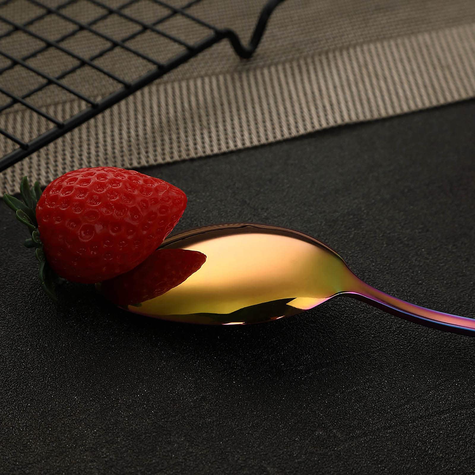 VANDBAO Rainbow Flatware Dessert Spoon ideal for desserts and gatherings
