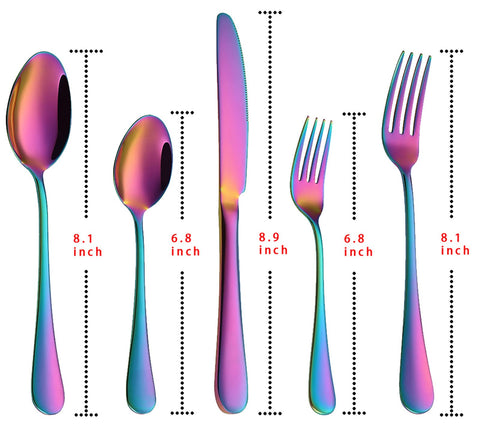 VANDBAO Rainbow Flatware Dishwasher-safe rainbow finish improves cleaning ease